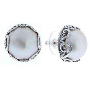 Large Mabe Pearl & Sterling Silver Studs